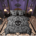 thumbnail image 1 of Manfei Adult Damask Skull Twin Bedding Sets 7-Piece, Hippie Gothic Skeleton Bedding Comforter Set, Tribal Mandala Theme Reversible Sheet Sets, Breathable Home Decor, 1 of 8