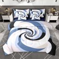 thumbnail image 1 of Manfei Adult Modern Abstract 7 Pieces Bedding Comforter Set, Fashion Stripe Ombre Minimalst Full Bedding Set, Blue Swirl Spiral Reversible Fitted Sheet Flat Sheet, Luxury Bedroom Decor, 1 of 8