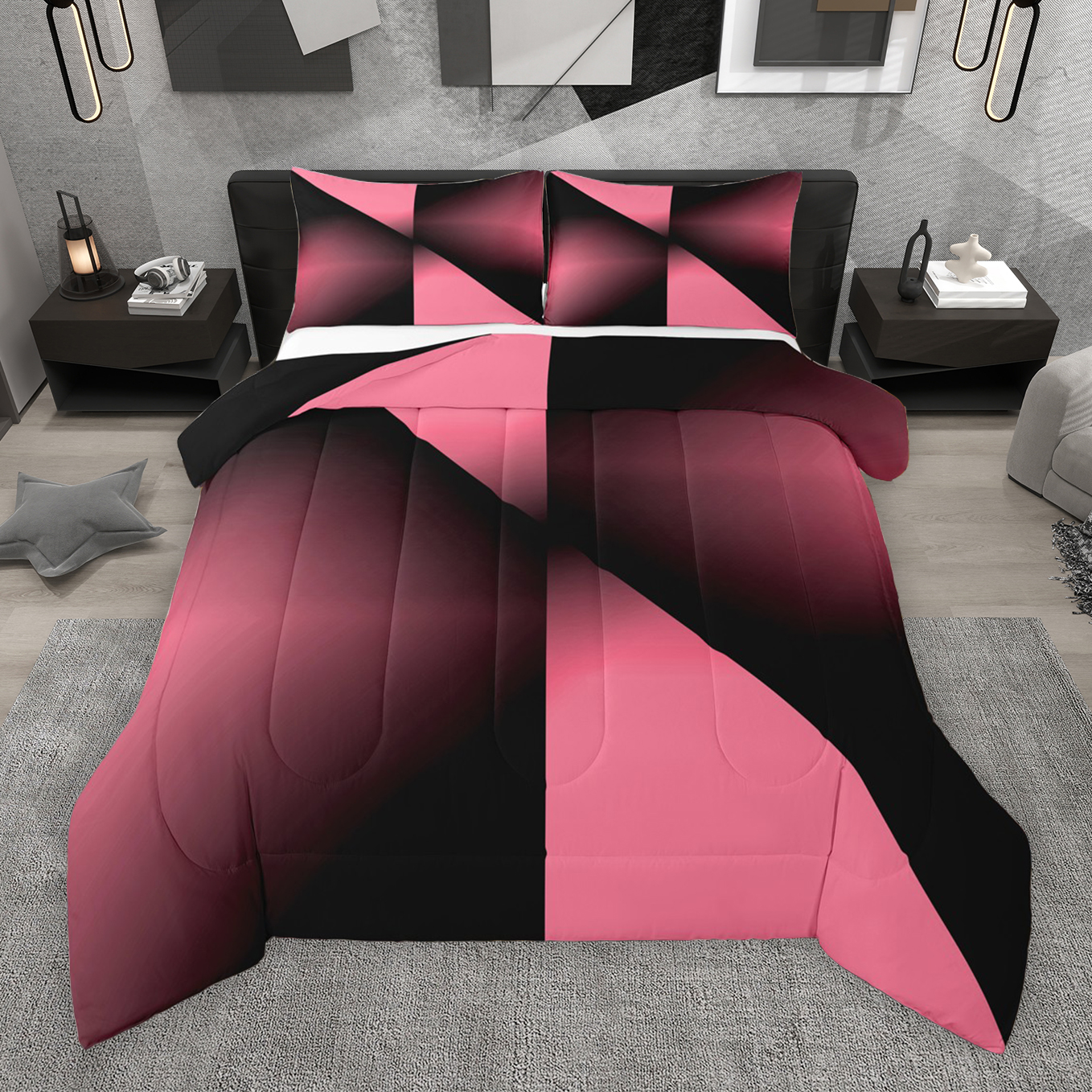 Manfei Adult Modern Abstract Full Size Comforter Sets, Fashion Stripe ...