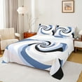 thumbnail image 1 of Manfei Adult Modern Abstract Full Size Sheets, Fashion Stripe Ombre Minimalst Bed Sheets, Blue Swirl Spiral Sheet Sets, Luxury Bedroom Decor, 4-Piece, 1 of 7