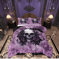 thumbnail image 1 of Manfei Adult Skull Skeleton Bedding Comforter Set, Gothic Romantic Twin Comforter Sets, Rose Flower Floral Reversible Bedding Set, Lightweight Room Decor, 2-Piece, 1 of 8
