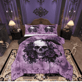 thumbnail image 1 of Manfei Adult Skull Skeleton Full Size Comforter Sets, Gothic Romantic Bedding Comforter Set, Rose Flower Floral Reversible Bedding Sets, Lightweight Room Decor, 3-Piece, 1 of 8