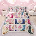 thumbnail image 1 of Manfei Adults Female Western Cowgirl Boots Bedding Comforter Set 2pcs,Chic Floral Flowers Twin Comforter Sets Microfiber,Exotic Style Breathable Bedding Set,Super Cozy Room Decor,Reversible, 1 of 8
