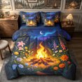 thumbnail image 1 of Manfei Adventure Campfire Starry Sky King Bedding 7pcs,Jungle Wildflowers King Bed in a Bag,Orange Blue Green, 1 of 6
