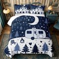 thumbnail image 1 of Manfei Adventure Cartoon Car Twin Quilt Set 2 Pieces,Happy Camping Twin Coverlet Set,Black Blue White,1 Bedspread and 1 Pillowcase, 1 of 7