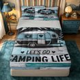 thumbnail image 1 of Manfei Adventure Cartoon Car Zipper Full Size Comforter Sets with Fitted Sheet and 2 Pillowcases,Happy Camping Zipper Bedding Set,Blue Black,Reversible, 1 of 7