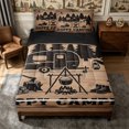 thumbnail image 1 of Manfei Adventure Cartoon Car Zipper Full Size Comforter Sets with Fitted Sheet and 2 Pillowcases,Happy Camping Zipper Bedding Set,Brown Black,Reversible, 1 of 7