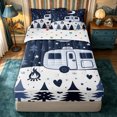 thumbnail image 1 of Manfei Adventure Cartoon Car Zipper Twin Comforter Sets with Fitted Sheet and 2 Pillowcases,Happy Camping Zipper Bedding Set,Black Blue White,Reversible, 1 of 7