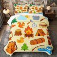 thumbnail image 1 of Manfei Adventure RV Accessories Quilt King 3 Pieces,Cartoon Squirrel Duck King Coverlet Set,Light Yellow Orange,1 Bedspread and 2 Pillowcases, 1 of 7