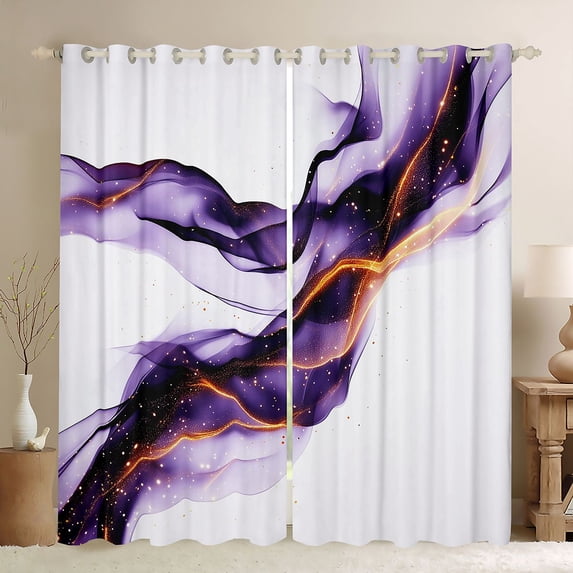 Manfei Aesthetic Abstract Artwork Blackout Curtains Set of 2 (52x84 Each), Watercolor Painting Curtain, Purple White
