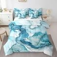 thumbnail image 1 of Manfei Aesthetic Geometric Art 7 Pieces Bedding Comforter Set,Abstract Marble Texture Full Bedding Set,Blue White Fitted Sheet Flat Sheet For Children,Lightweight Room Decor, 1 of 8