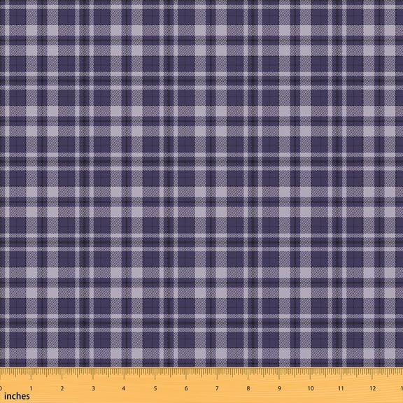 Manfei Aesthetic Grid Fabric by the Yard 1 Yard, Minimalist Checkered Home Decor Fabric by the Yard, Dark Purple