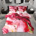 thumbnail image 1 of Manfei Aesthetic Marble 7-Piece Bedding Comforter Set,Modern Fluid Art King Bedding Sets,Red Gold Bed Sheets For Adult,Breathable Bedroom Decor Reversible, 1 of 9