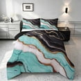 thumbnail image 1 of Manfei Aesthetic Marble Full Size Comforter Sets, Marbling Metallic Bedding Comforter Set, Teal, Black and Gold, Black Reversible 3 Pieces, 1 Comforter and 2 Pillowcases, 1 of 6