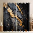 thumbnail image 1 of Manfei Aesthetic Marble Kitchen Curtains, Foil Black Out Curtains Pack of 2 (42x63 Each), Black and Gold, 1 of 6