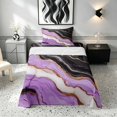 thumbnail image 1 of Manfei Aesthetic Marble Twin Sheets, Marbling Metallic Bedding, Purple, Black and Gold, Black Reversible 3pcs1 Flat Sheet + 1 Fitted Sheet + 1 Pillowcase, 1 of 6