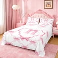 thumbnail image 1 of Manfei Aesthetic Pink Bowknot Full Size Sheets For Kids,Letter H Monogram Letter Bed Sheets For Girly,4 Pieces, 1 of 6