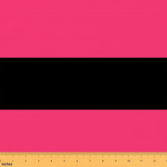 Manfei Aesthetic Stripe Fabric by the Yard 1 Yard, Geometric Colorful Home Decor Fabric by the Yard, Hot Pink Black
