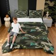 thumbnail image 1 of Manfei Aircraft Camo Queen Comforter Set, Contemporary Art Plane Vehicle Comforter Sets Queen, Dark Olive Green, Black Reversible, 3pcs, 1 Comforter and 2 Pillowcases, 1 of 7