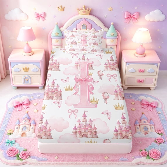 Manfei Alphabet I Design Twin Fitted Sheet,Pretty Castle Bedding,2pcs,1 ...