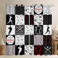 thumbnail image 1 of Manfei American Baseball Blackout Curtains Set of 2 (52x84 Each) for Kids, Grey Buffalo Geometric Window Curtains, Sport Player Curtains and Drapes, Window Curtains Room Decor, 1 of 6