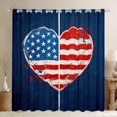 thumbnail image 1 of Manfei American Flag Heart Kitchen Curtains, Retro US Flag Black Out Curtains Pack of 2 (42x63 Each), Red White Blue, 1 of 6