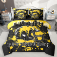 thumbnail image 1 of Manfei American Football Bedding Comforter Set 7-Piece for Kids Teens, Rugby Helmet Full Bedding Set, Black Yellow Graffiti Splash Fitted Sheet Flat Sheet, Microfiber Bedroom Decor, 1 of 8