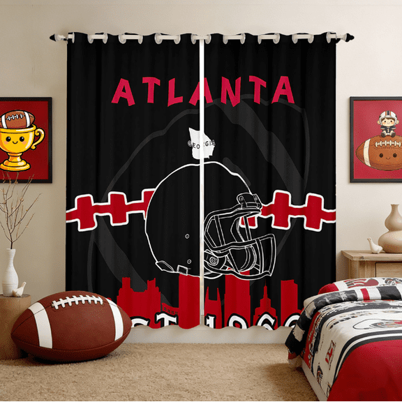 Manfei Boys Rugby Game Lovers Silhouette Curtains and Drapes (38x45),Atlant Blackout Curtains for Bedroom,Black Rugby Helmet Curtains Pack of 2 (38x45) For Boys,Lightweight Room Decoration