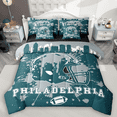 thumbnail image 1 of Manfei American Football Twin Bedding Sets 7pcs for Kids Teens, Rugby Helmet Bedding Comforter Set, Teal Gray Graffiti Splash Sheet Sets, Luxury Bedroom Decor, 1 of 8