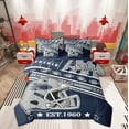 thumbnail image 1 of Feelyou American Sports Bedding Comforter Set 7-Piece, Steel Blue Grey King Bedding Sets, Rugby Football Soccer Bed Sheets, Microfiber Room Decor, 1 of 7