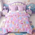 thumbnail image 1 of Manfei Amphibian Axolotl Print 7-Piece Twin Bedding,Cartoon Animal Bedding Comforter Set,Reversible, 1 of 7