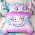 thumbnail image 1 of Manfei Amphibian Axolotl Print 7-Piece Twin Bedding,Pastel Salamander Bedding Comforter Set,Colorful Stars Reversible, 1 of 7