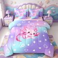 thumbnail image 1 of Manfei Amphibian Print 7pcs Queen Bedding,Pastel Axolotl Bedding Comforter Set Queen,Pink Reversible, 1 of 6