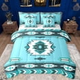 thumbnail image 1 of Manfei Ancient Aztec Theme 7-Piece Bedding Comforter Set,Boho Tribal Gemetric King Bedding Sets,Cyan White Bed Sheets For Adults,Ultra Soft Home Decor Reversible, 1 of 8