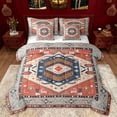 thumbnail image 1 of Manfei Ancient Aztec Theme 7-Piece Twin Bedding Sets,Boho Tribal Flower Bedding Comforter Set,Orange Gray Sheet Sets For Adults,Ultra Soft Home Decor Reversible, 1 of 8