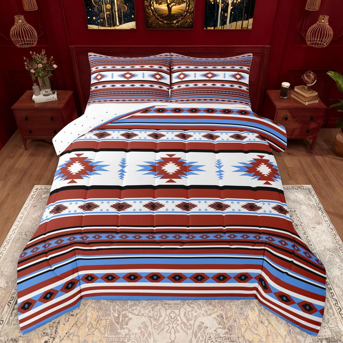 Manfei Ancient Aztec Theme Bedding Comforter Set,Boho Tribal Gemetric ...