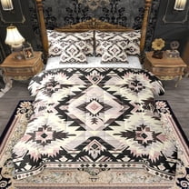Manfei Ancient bohemian Aztec 7-Piece Twin Bedding Sets,Boho Tribal Gemetric Bedding Comforter Set,Beige Black Gray Sheet Sets For Men Women,Super Cozy Room Decor Reversible