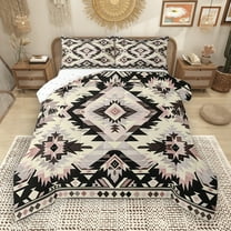 Manfei Ancient bohemian Aztec Bedding Comforter Set,Boho Tribal Gemetric Twin Comforter Sets,Beige Black Gray Bedding Set For Men Women,Super Cozy Room Decor Reversible,2-Piece