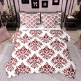 thumbnail image 1 of Manfei Ancient Damask Jacquard 7-Piece Bedding Comforter Set,Boho Floral Baroque Flower King Bedding Sets,Red White Bed Sheets For Kids,Breathable Home Decor Reversible, 1 of 8