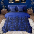 thumbnail image 1 of Manfei Ancient Damask Jacquard 7-Piece Twin Bedding Sets,Victorian Baroque Print Bedding Comforter Set,Deepblue Black Sheet Sets For Kids,Microfiber Bedroom Decor Reversible, 1 of 8