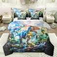 thumbnail image 1 of Manfei Ancient Dinosaur 7-Piece Twin Bedding Sets,Tropical Botanical Coconut Bedding Comforter Set,Rainbow Print Sheet Sets For Kids,Microfiber Bedroom Decor Reversible, 1 of 8