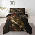 thumbnail image 1 of Manfei Ancient Soldier King Size Comforter Sets,Oil Painting Art Bedding Comforter Set,Vrown Black Bedding Set For Kids Boys,Breathable Home Decor Reversible,3pcs, 1 of 8