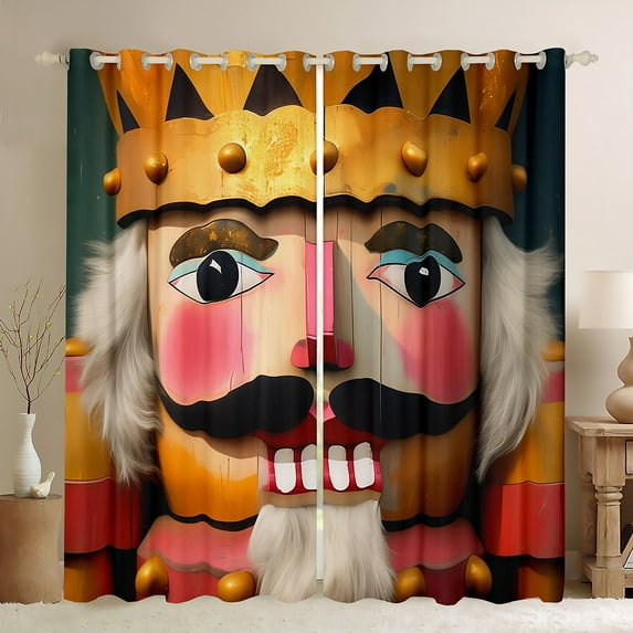 Manfei Ancuient Nutcracker Black Out Curtains,Merry Christmas Curtains Pack of 2 (42x63 Each),Hapy New Year Bedroom Curtains For Girls,Super Cozy Room Decor