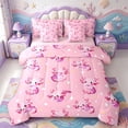 thumbnail image 1 of Manfei Animal Axolotl 7-Piece King Bedding,Watercolor Amphibian King Bed in a Bag,Pink Reversible, 1 of 7