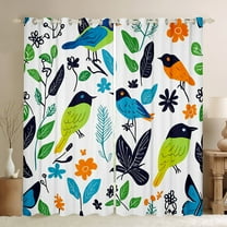 Manfei Animal Birds Black Out Curtains for Teens Boys Girls,Tree Leaves Curtains Pack of 2 (42x63 Each),Botanical Plants Bedroom Curtains,Lightweight Room Decor