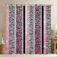 thumbnail image 1 of Manfei Animal Cheetah Zebra Print Curtains Pack of 2 (42x84 Each) for Teens,Bling Glitter Curtains Blackout,Black Pink Bedroom Curtains,Geometric Stripes Home Decor, 1 of 6