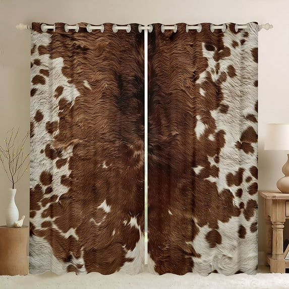 Manfei Animal Cow Print Black Out Curtains for Boys Girls,Exotic Style Curtains Pack of 2 (42x63 Each),Retro Vintage Bedroom Curtains,Luxury Bedroom Decor