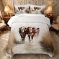 thumbnail image 1 of Manfei Animal Cows Quilt King 3 Pieces,Rustic Countryside King Coverlet Set,White Brown,1 Bedspread and 2 Pillowcases, 1 of 7