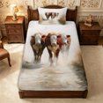 thumbnail image 1 of Manfei Animal Cows Twin Fitted Sheet 2 Pieces,Rustic Countryside Bedding,White Brown,1 Fitted Sheet and 1 Pillowcase, 1 of 4