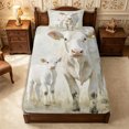 thumbnail image 1 of Manfei Animal Cows Twin Fitted Sheet 2 Pieces,Watercolor Countryside Farmhouse Bedding,Off White Beige,1 Fitted Sheet and 1 Pillowcase, 1 of 4